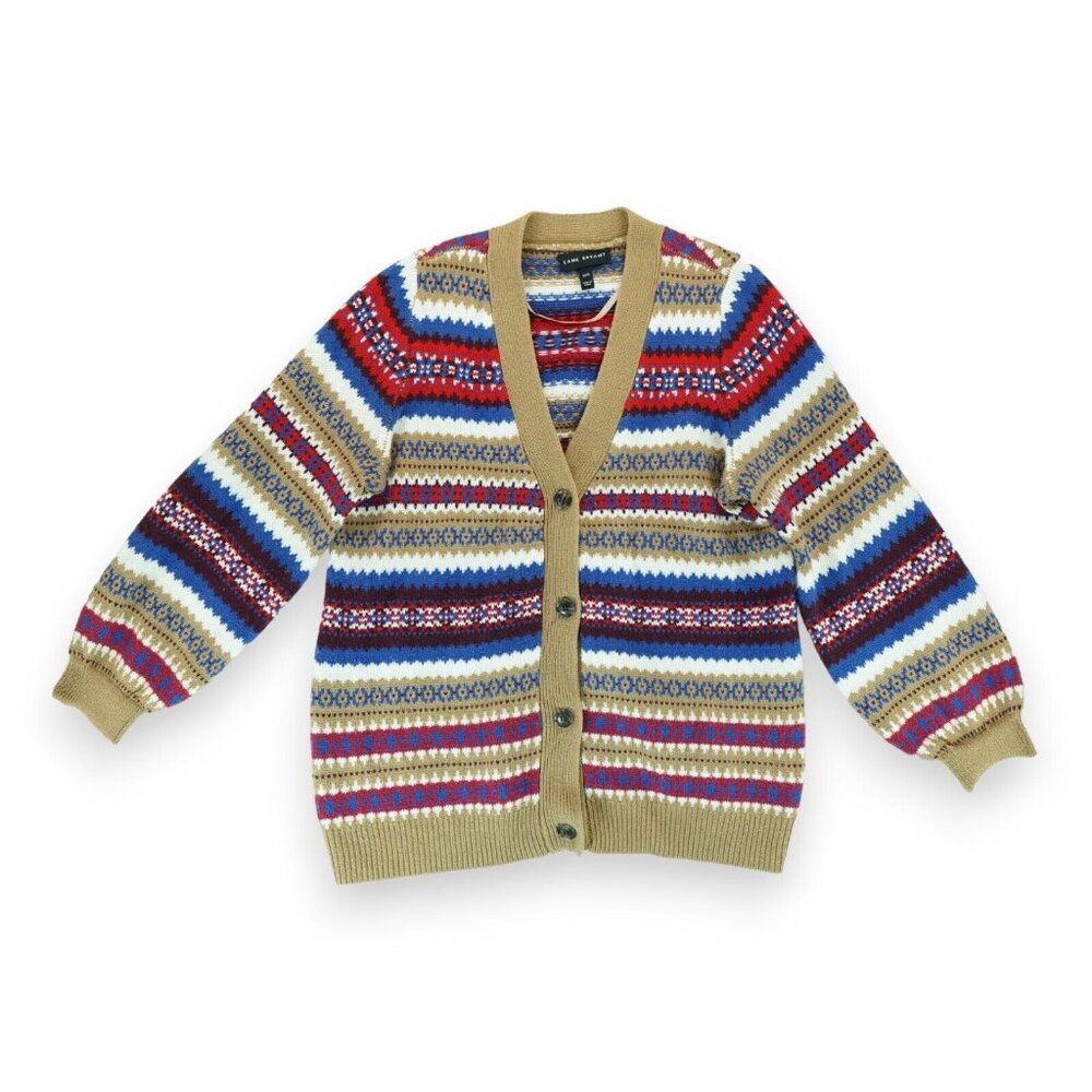 Lane Bryant Chunky Knit Print Button Up Down Grandpa Sweater Cardigan Size 14/16